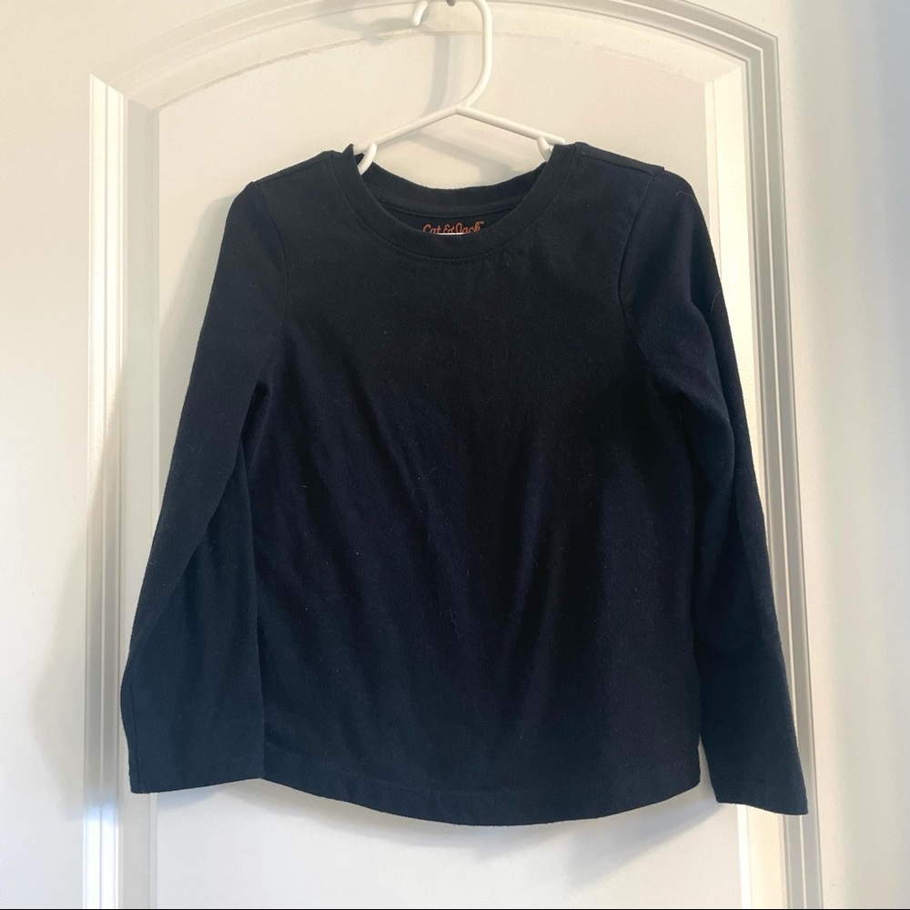 Cat & Jack Toddler Girls Long Sleeve Tee, Black, 4T
